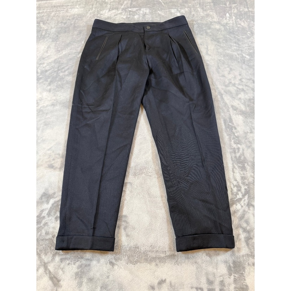 Rag & Bone Store Exclusive Black Pleated Cuffed Ankle Pants Women's Size 6
